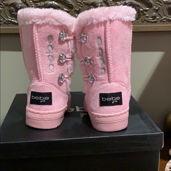 Bebe Toddler Girls Pink Rhinestone slip on boots - Picture 4 of 8
